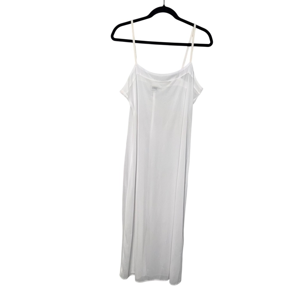 Johnny Was Slip Dress Womens Medium White Excellent Mesh Spaghetti Strap 06819
